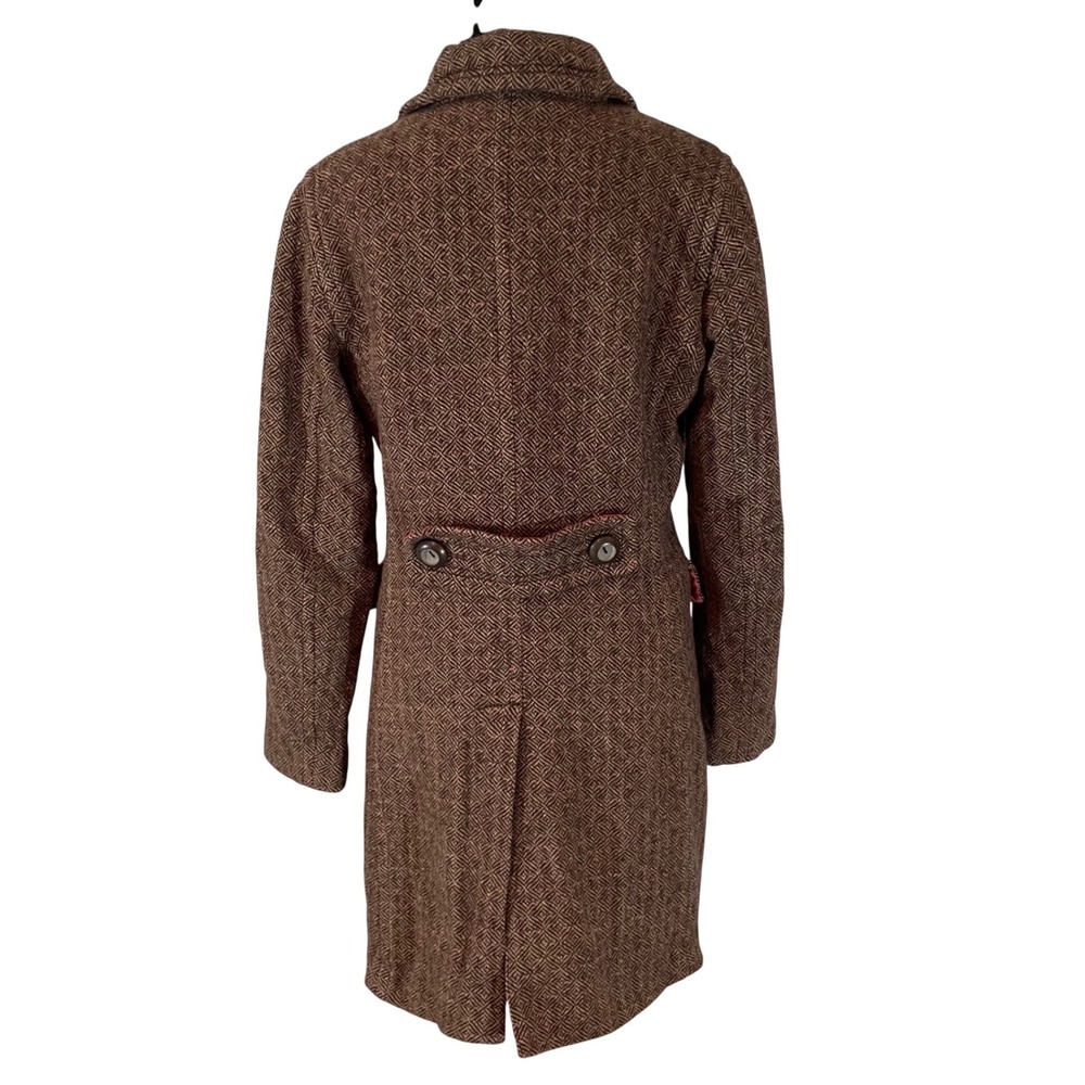 Gap Womens Brown Wool Blend Geometric Diamond Pattern Car Coat Jacket Size M - Picture 3 of 7